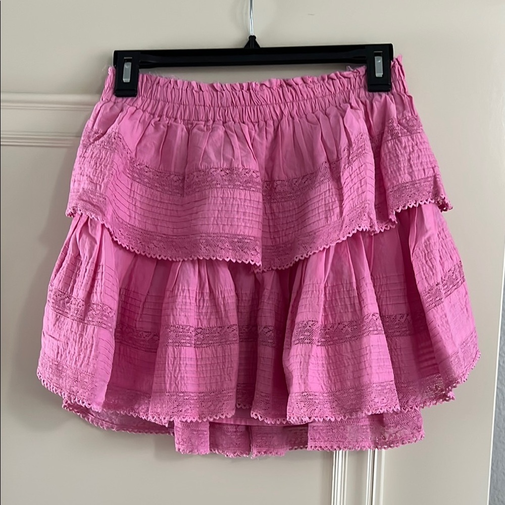 LoveShackFancy Ruffle Mini Skirt in Rose Bloom